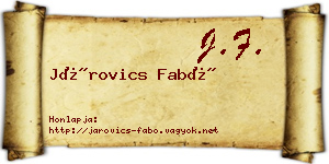 Járovics Fabó névjegykártya
