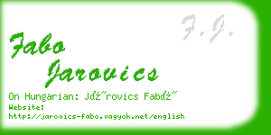 fabo jarovics business card